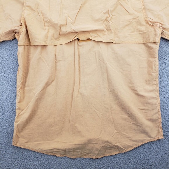 World Wide Sportsman Shirt Mens Large Orange Outdoors Fishing Pockets Caped Vent - Picture 6 of 16